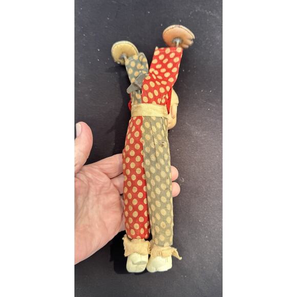 CIRCUS CLOWN DOING HAND STAND TIN WIND UP TOY JAPAN 1930s WORKS! -TO18 - Picture 2 of 11
